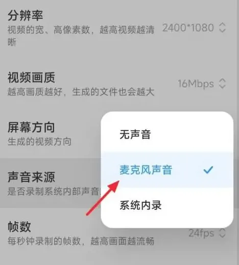 如何设置录屏的时候录制声音