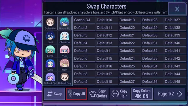 gacha+plus中文最新版怎么保存人设数据