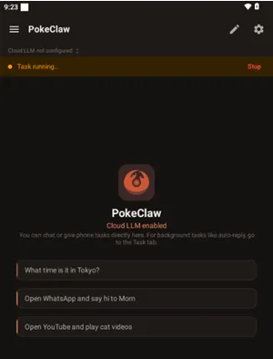 PokeClaw中文版怎么进行对话