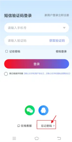 桃心云手机官方版注册及找回密码