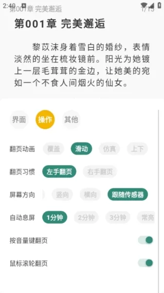 东南小说1.4.08旧版怎么设置翻页模式