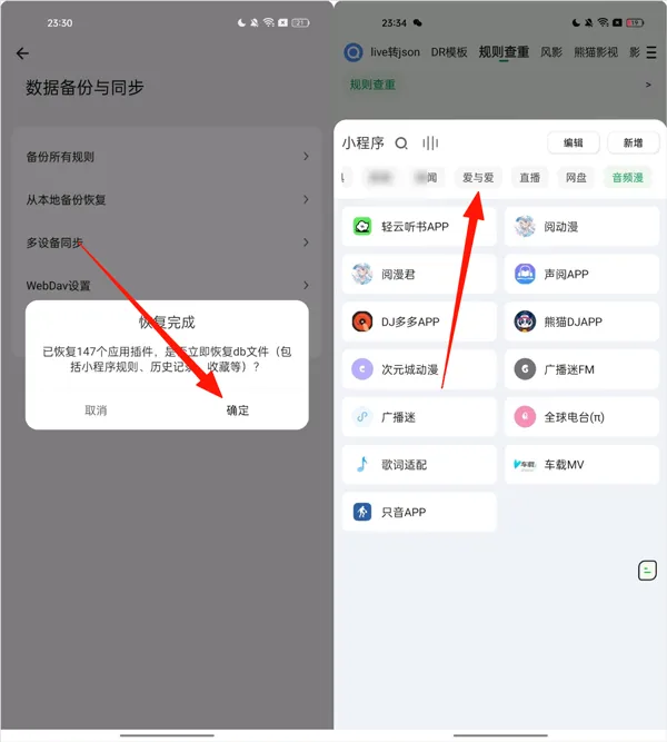 海阔视界怎么导入备份包