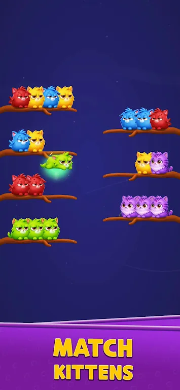 Kitten Jam Sort小猫果酱黑游戏截图2