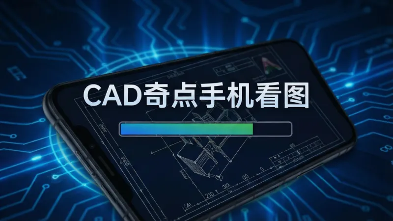 手机屏幕显示CAD图纸加载进度条，标题文字