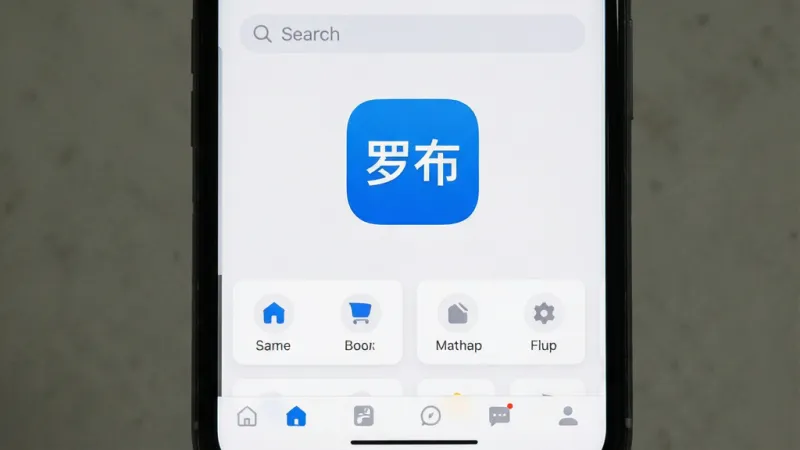 一张手机屏幕特写，屏幕中央显示一个简洁的蓝色图标，图标上带有