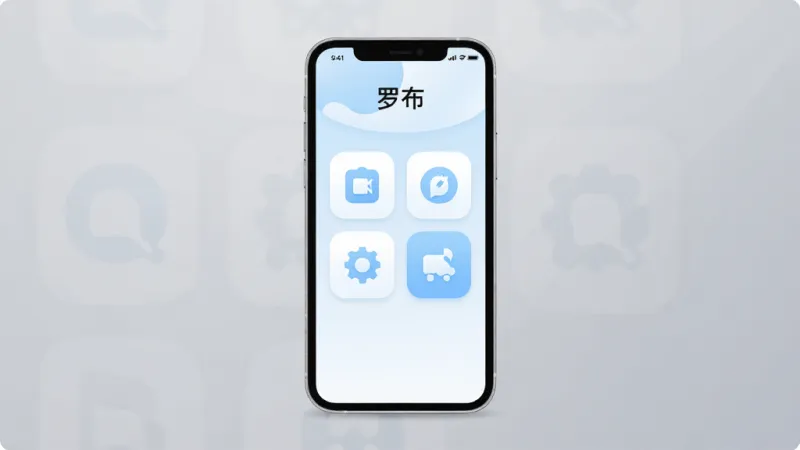 一张手机应用界面的插图，画面中央是一个干净整洁的手机屏幕，屏幕里显示着