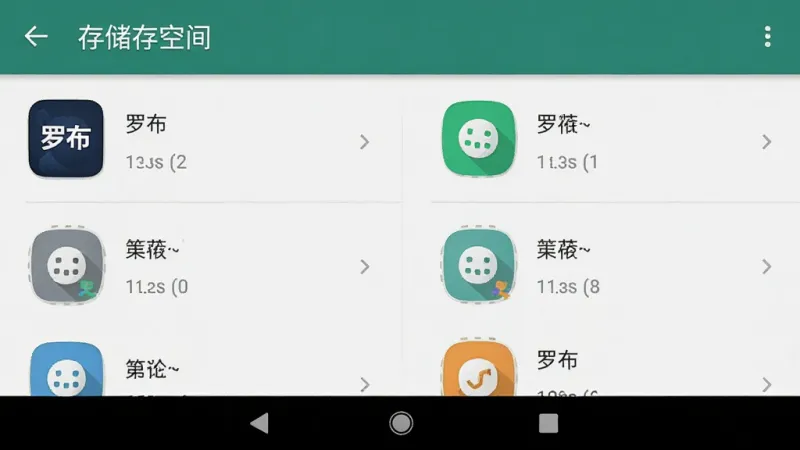 一张手机存储空间管理界面插图，画面显示手机存储页面，其中