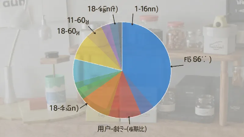开个小店吧 用户年龄分布饼状图 展示18-60岁不同年龄段占比 布局居中 风格简洁 细节清晰 画质干净 无多余元素