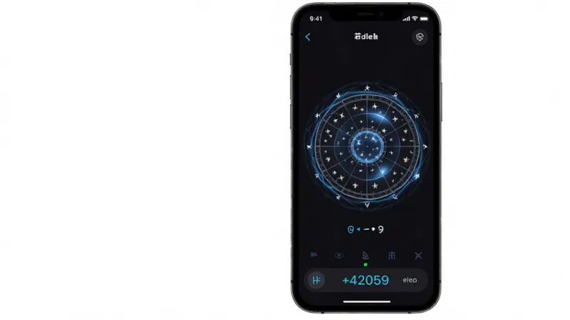 一张展示若道App在手机上运行流畅的界面截图，画面中星盘旋转动画正在进行，底部有流畅的帧率显示，背景为深色模式，风格科技感十足，画质干净清晰，无多余元素