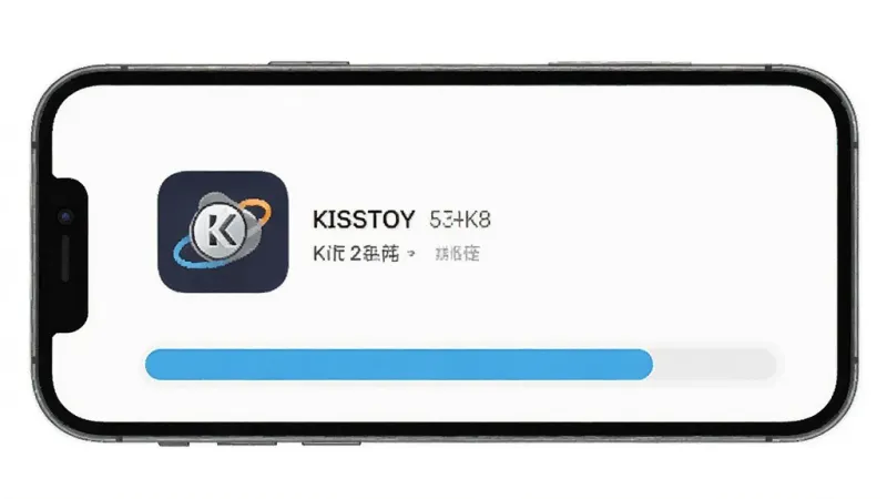 KISSTOY 软件存储占用示意图,手机屏幕显示存储空间,KISSTOY 图标旁标注很小的占用数值,背景是清理干净的进度条,风格简洁,画质干净