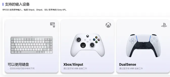 支持的输入设备 支持的输入设备