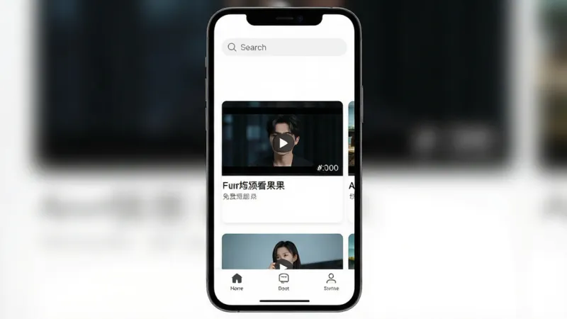 免费短剧看果果 极简界面易上手 手机屏幕截图 展示软件的主界面 布局是顶部有简单的搜索框 中间是视频推荐卡片 底部是三个导航按钮 风格是极简留白设计 细节上图标线条纤细 背景为纯白色 文字使用深灰色 画质干净 无多余元素
