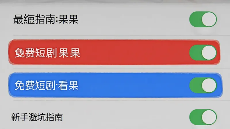 免费短剧看果果 新手避坑指南 手机屏幕截图 展示软件的设置页面 布局是列表形式 每行有设置选项和开关按钮 风格是简洁实用 细节上重点选项用红色或蓝色标注 文字清晰 画质干净 无多余元素