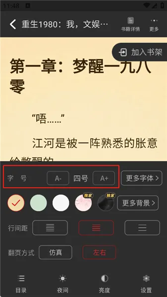 龙翼小说怎么调整阅读页面字体大小3