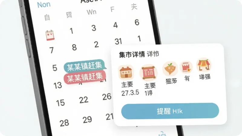 手机日历界面，日期下方标注着