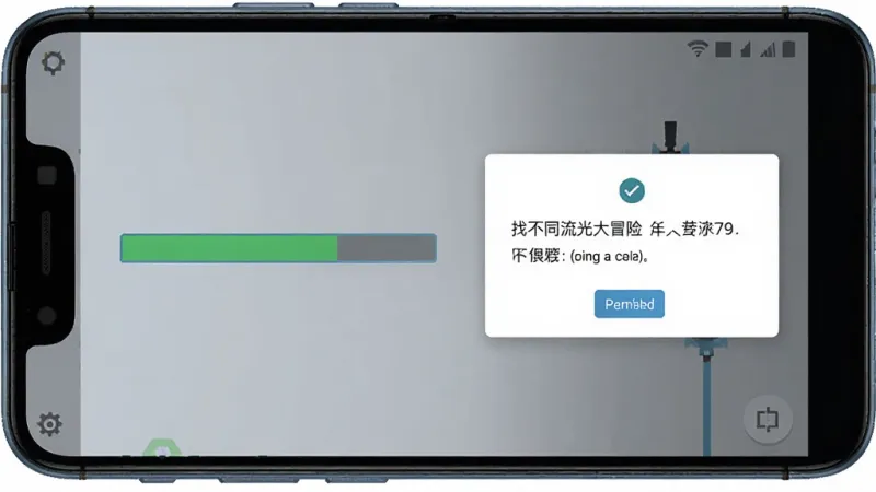 找不同流光大冒险 手机端安装界面示意图,展示安卓手机屏幕上的安装进度条和权限请求弹窗,界面简洁明了,风格现代,画质清晰,无多余元素