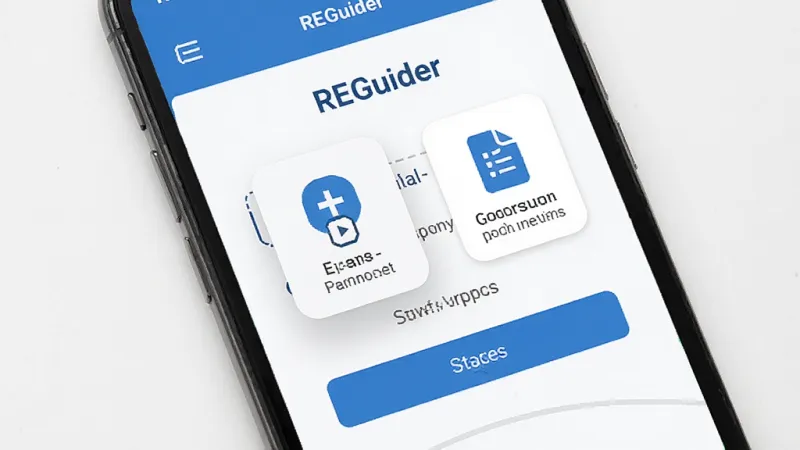 一张展示REGuider权限设置引导页面的场景图,手机屏幕显示权限开启步骤,有悬浮窗权限和应用列表权限的图标,界面简洁明了,蓝白配色,风格现代扁平,细节清晰,画质干净无多余元素