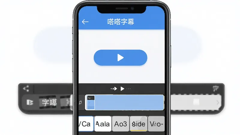 嗒嗒字幕软件主界面,手机屏幕显示简洁的蓝白配色,中间是视频导入按钮,下方有字幕编辑轨道和字体样式选择栏,顶部显示软件名称“嗒嗒字幕”,整体风格现代扁平,画质清晰干净,无多余元素