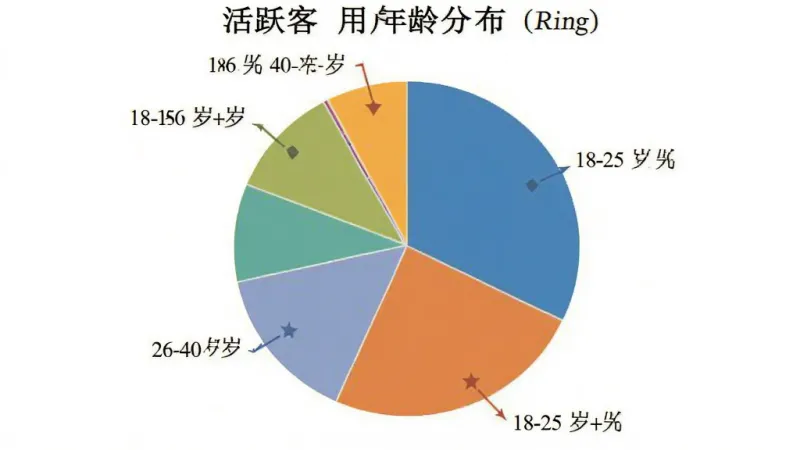活跃客 用户年龄分布 饼状图 18-25岁 26-40岁 40岁以上