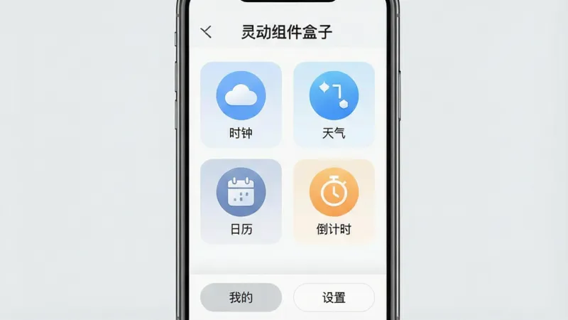 一张手机应用主界面的截图风格图，画面中心是手机屏幕，屏幕显示着一个简洁的应用首页，顶部有