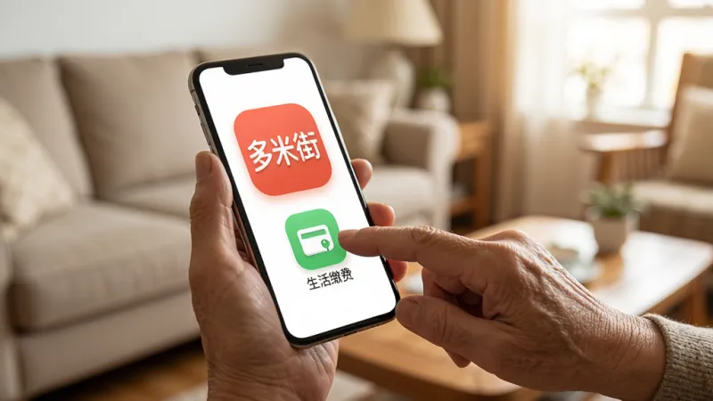 一双老年人的手拿着手机，手机屏幕上显示