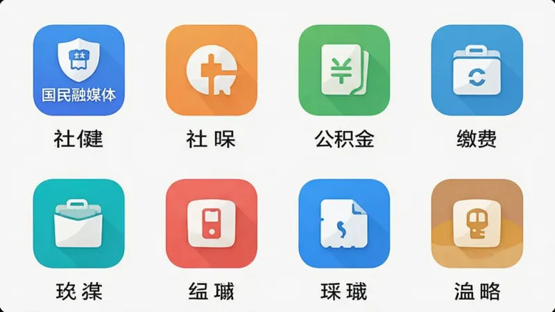 一张展示便民服务功能页面的手机截图风格图片,画面中有