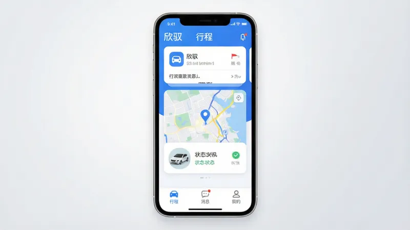 一张手机应用界面展示图，画面中央是一部竖屏手机，屏幕上显示