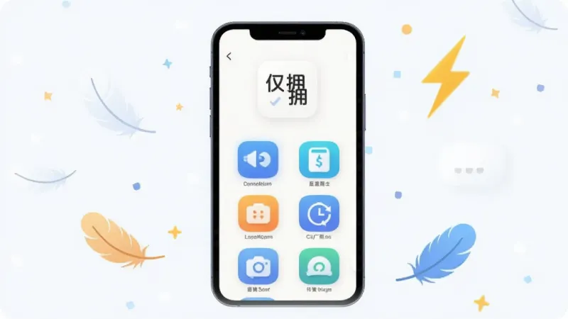 手机应用商店展示页风格，画面中央是一部智能手机，屏幕上显示