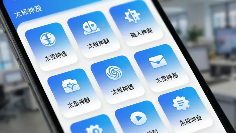 一张功能模块展示图，画面为手机屏幕特写，屏幕中展示