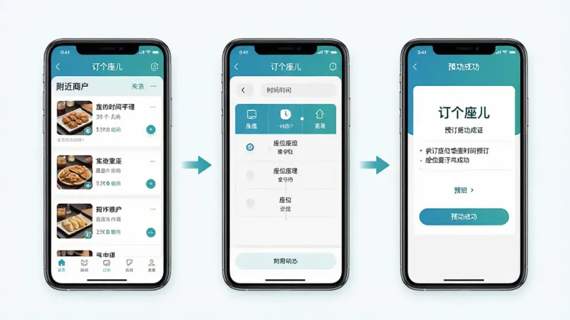 一张手机应用操作流程图，画面展示