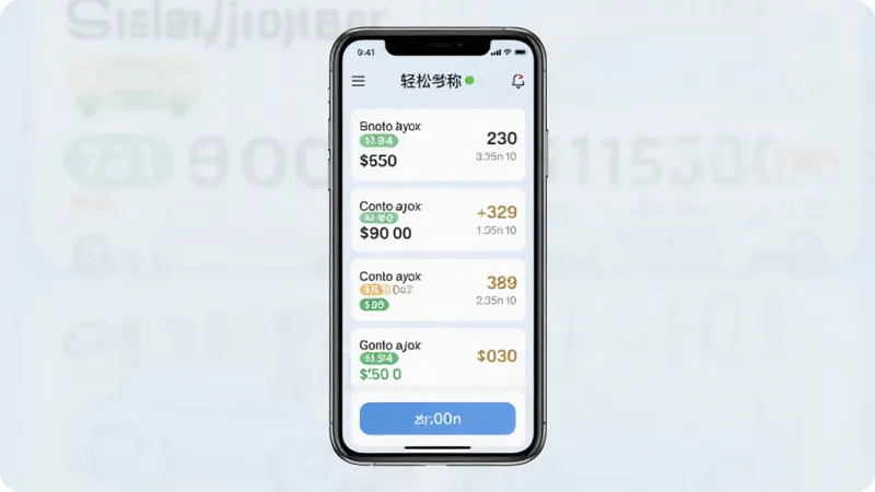 轻松学车APP驾校班型列表预览图,手机界面展示驾校名称与价格列表,主体为手机屏幕,布局纵向排列,排版整齐,风格清爽浅色,细节包含班型标签与按钮,画质清晰干净无多余元素