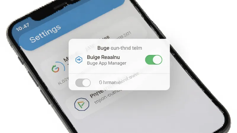 Buge App Manager 操作界面示意图，画面展示手机屏幕内权限授予弹窗与设置选项，布局为居中弹窗样式，风格简洁浅色，细节包括权限开关与说明文字，画质干净清晰无杂乱元素